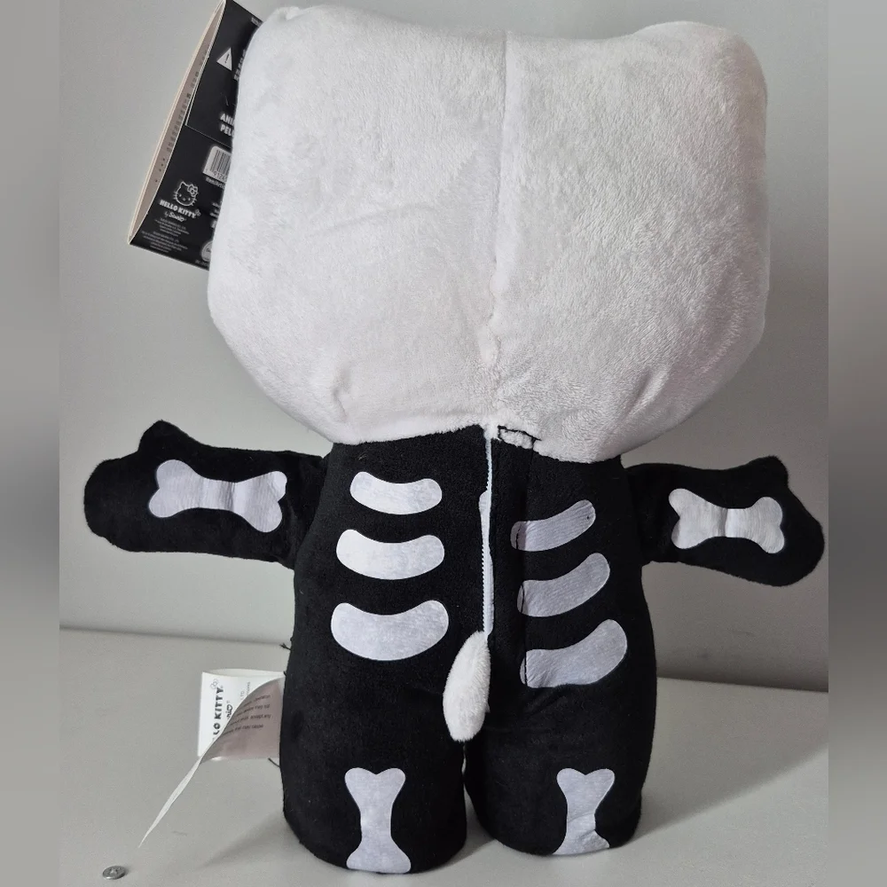 Hello Kitty Skeleton Plush Toy - Black and White Halloween Greeter Fall Gift